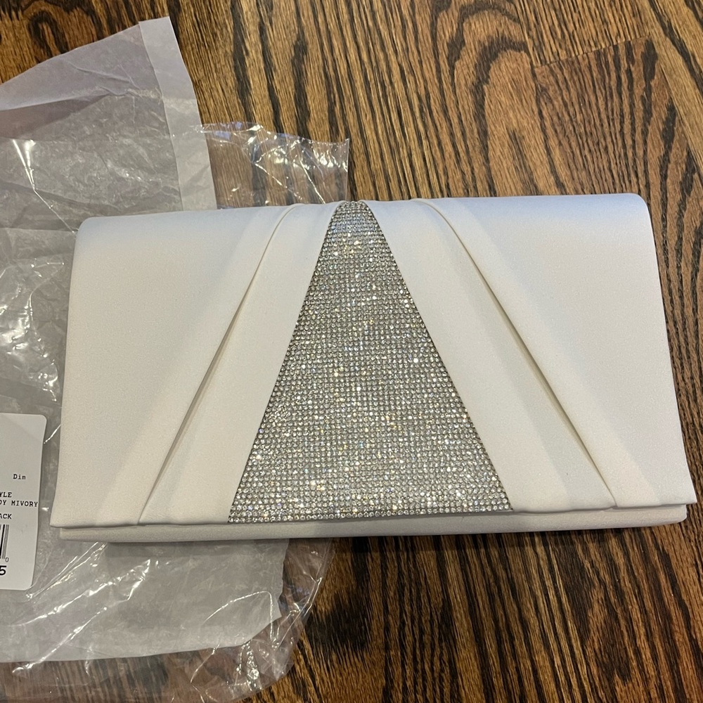 White and silver clutch/ crossbody